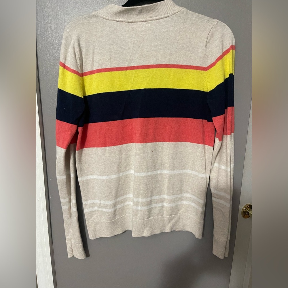Caslon Striped Cardigan Cream Pink Navy Yellow - Picture 4 of 7